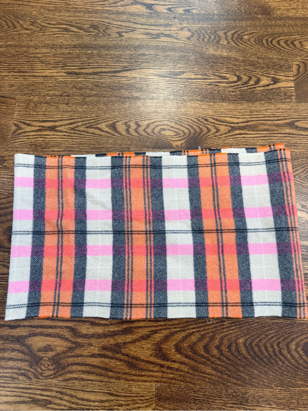 J. Crew Plaid Tube Scarf in Pink, Orange & Black